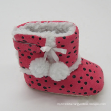 Pom pom printing baby girls indoor shoes kids winter boots